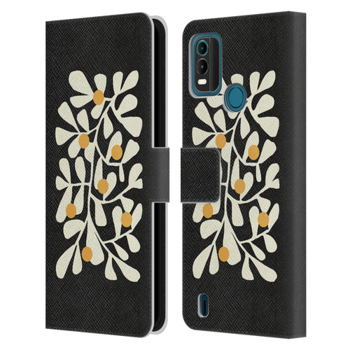 Ayeyokp Plant Pattern Summer Bloom Black Leather Book Wallet Case Cover For Nokia G11 Plus