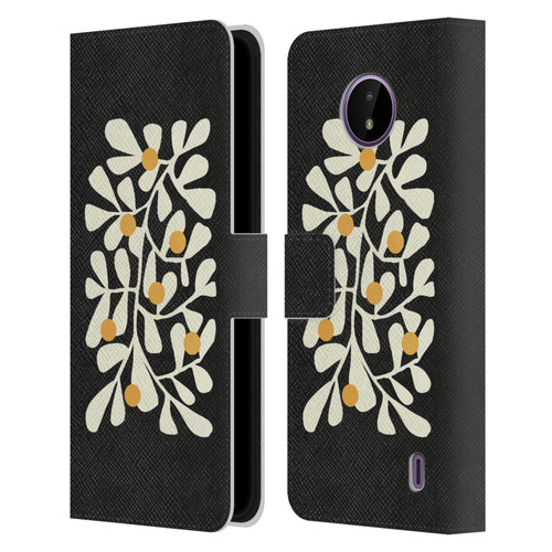 Ayeyokp Plant Pattern Summer Bloom Black Leather Book Wallet Case Cover For Nokia C10 / C20