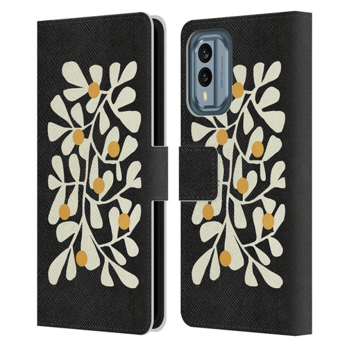 Ayeyokp Plant Pattern Summer Bloom Black Leather Book Wallet Case Cover For Nokia X30