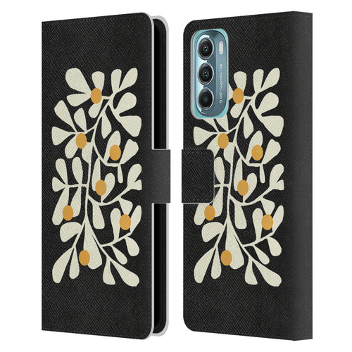 Ayeyokp Plant Pattern Summer Bloom Black Leather Book Wallet Case Cover For Motorola Moto G Stylus 5G (2022)