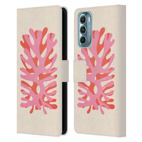 Ayeyokp Plant Pattern Two Coral Leather Book Wallet Case Cover For Motorola Moto G Stylus 5G (2022)