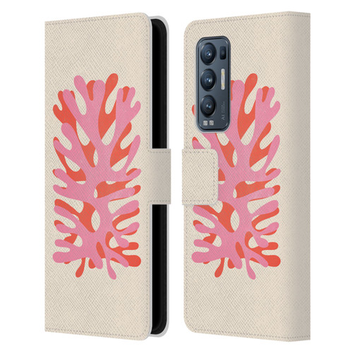 Ayeyokp Plant Pattern Two Coral Leather Book Wallet Case Cover For OPPO Find X3 Neo / Reno5 Pro+ 5G