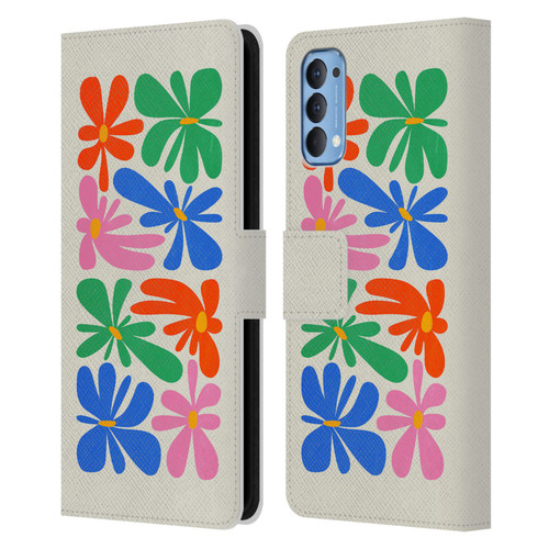 Ayeyokp Plant Pattern Flower Shapes Flowers Bloom Leather Book Wallet Case Cover For OPPO Reno 4 5G