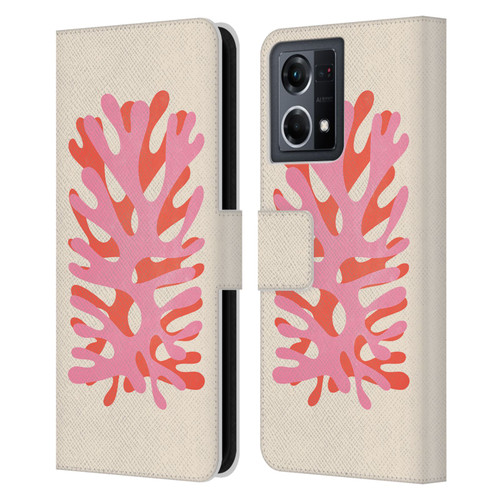 Ayeyokp Plant Pattern Two Coral Leather Book Wallet Case Cover For OPPO Reno8 4G
