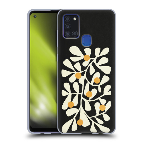 Ayeyokp Plant Pattern Summer Bloom Black Soft Gel Case for Samsung Galaxy A21s (2020)