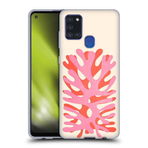 Ayeyokp Plant Pattern Two Coral Soft Gel Case for Samsung Galaxy A21s (2020)