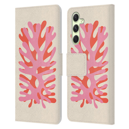 Ayeyokp Plant Pattern Two Coral Leather Book Wallet Case Cover For Samsung Galaxy A54 5G