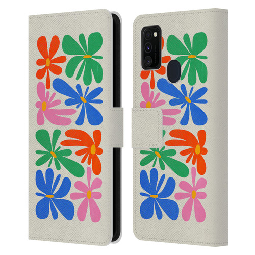 Ayeyokp Plant Pattern Flower Shapes Flowers Bloom Leather Book Wallet Case Cover For Samsung Galaxy M30s (2019)/M21 (2020)