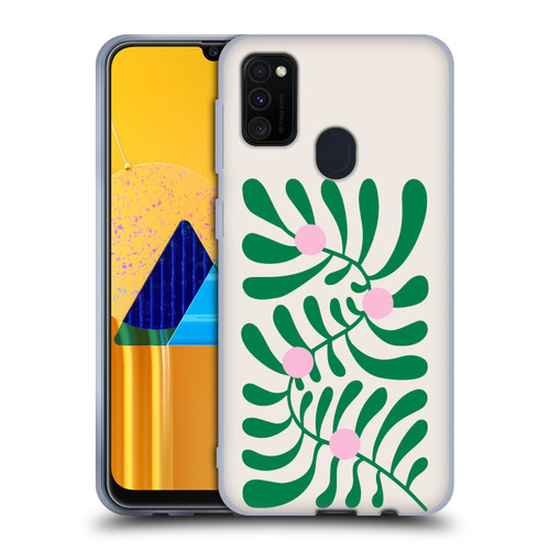 Ayeyokp Plant Pattern Summer Bloom White Soft Gel Case for Samsung Galaxy M30s (2019)/M21 (2020)