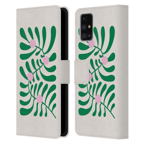 Ayeyokp Plant Pattern Summer Bloom White Leather Book Wallet Case Cover For Samsung Galaxy M31s (2020)