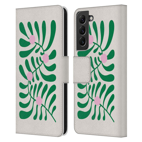 Ayeyokp Plant Pattern Summer Bloom White Leather Book Wallet Case Cover For Samsung Galaxy S22+ 5G