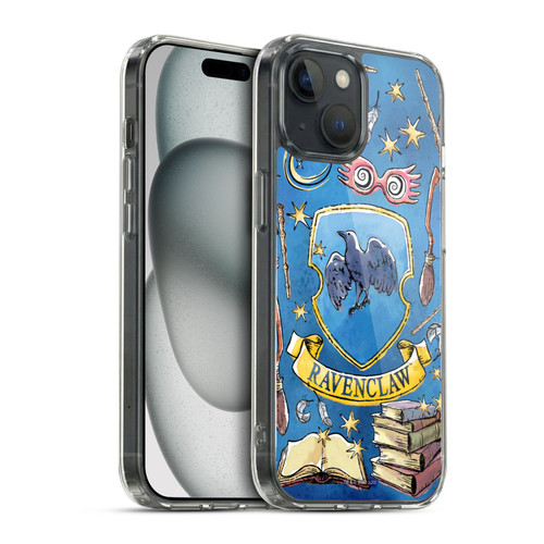 Harry Potter Deathly Hallows XIII Ravenclaw Pattern Soft Gel Case for Apple iPhone 15 & MagSafe