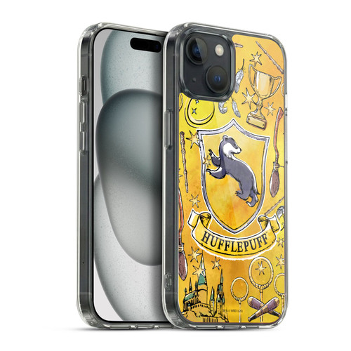 Harry Potter Deathly Hallows XIII Hufflepuff Pattern Soft Gel Case for Apple iPhone 15 Plus & MagSafe