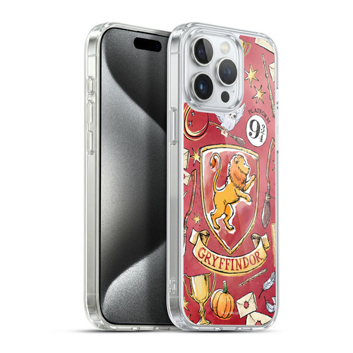 Harry Potter Deathly Hallows XIII Gryffindor Pattern Soft Gel Case for Apple iPhone 15 Pro Max & MagSafe