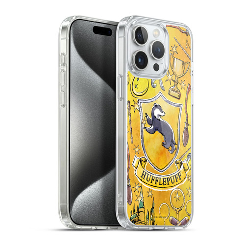 Harry Potter Deathly Hallows XIII Hufflepuff Pattern Soft Gel Case for Apple iPhone 15 Pro Max & MagSafe