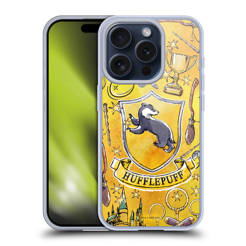 Harry Potter Deathly Hallows XIII Hufflepuff Pattern Soft Gel Case for Apple iPhone 15 Pro