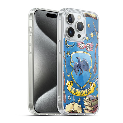 Harry Potter Deathly Hallows XIII Ravenclaw Pattern Soft Gel Case for Apple iPhone 15 Pro & MagSafe