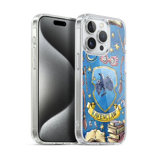 Harry Potter Deathly Hallows XIII Ravenclaw Pattern Soft Gel Case for Apple iPhone 15 Pro & MagSafe