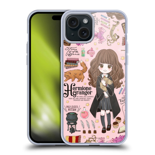 Harry Potter Deathly Hallows XXXVII Hermione Pattern Soft Gel Case for Apple iPhone 15 Plus