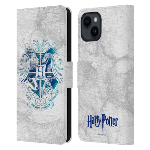 Harry Potter Deathly Hallows IX Hogwarts Aguamenti Leather Book Wallet Case Cover For Apple iPhone 15