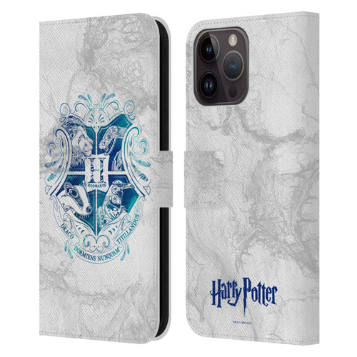 Harry Potter Deathly Hallows IX Hogwarts Aguamenti Leather Book Wallet Case Cover For Apple iPhone 15 Pro Max