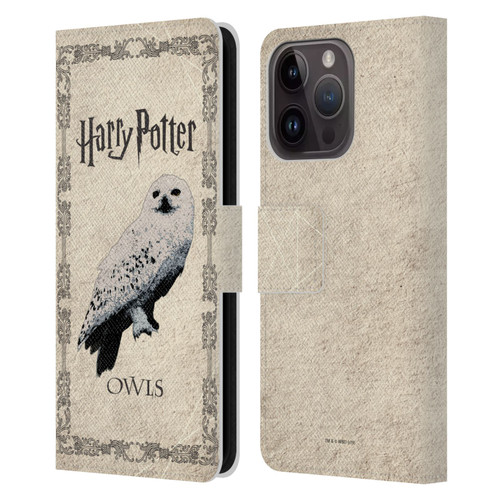 Harry Potter Prisoner Of Azkaban III Hedwig Owl Leather Book Wallet Case Cover For Apple iPhone 15 Pro