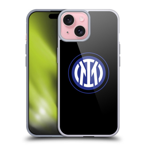 Fc Internazionale Milano Badge Logo On Black Soft Gel Case for Apple iPhone 15 & MagSafe