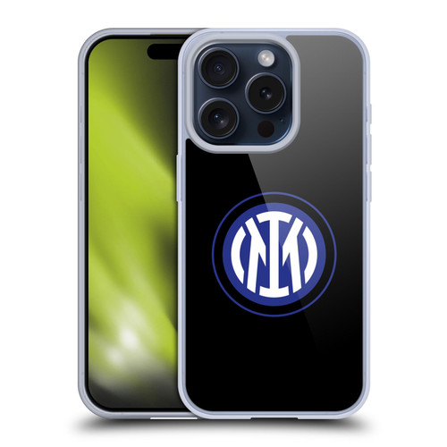 Fc Internazionale Milano Badge Logo On Black Soft Gel Case for Apple iPhone 15 Pro & MagSafe