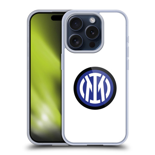 Fc Internazionale Milano Badge Logo On White Soft Gel Case for Apple iPhone 15 Pro & MagSafe