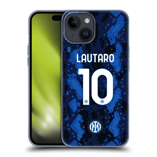 Fc Internazionale Milano 2021/22 Players Home Kit Lautaro Martínez Soft Gel Case for Apple iPhone 15