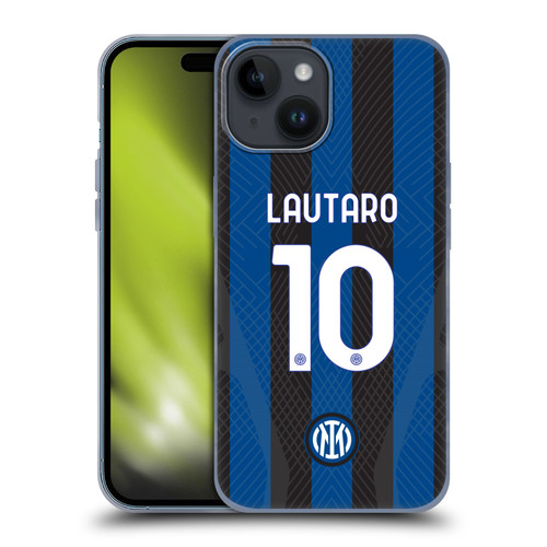 Fc Internazionale Milano 2022/23 Players Home Kit Lautaro Martínez Soft Gel Case for Apple iPhone 15