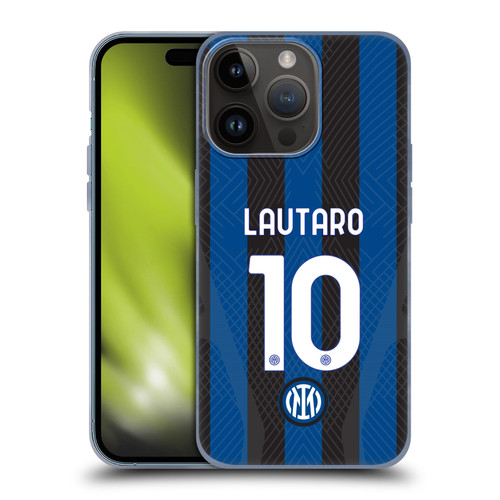 Fc Internazionale Milano 2022/23 Players Home Kit Lautaro Martínez Soft Gel Case for Apple iPhone 15 Pro