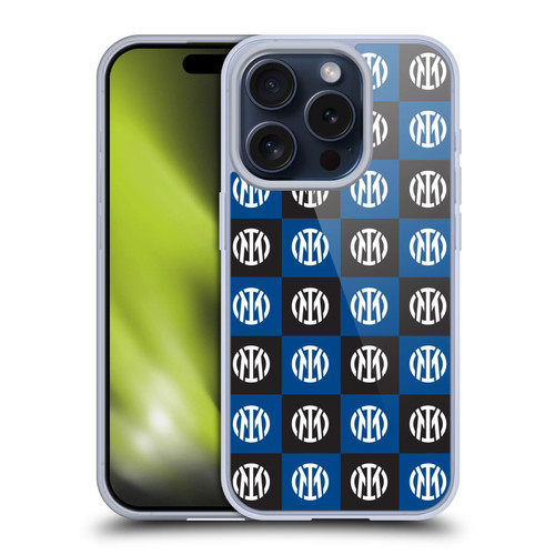Fc Internazionale Milano Patterns Crest Soft Gel Case for Apple iPhone 15 Pro