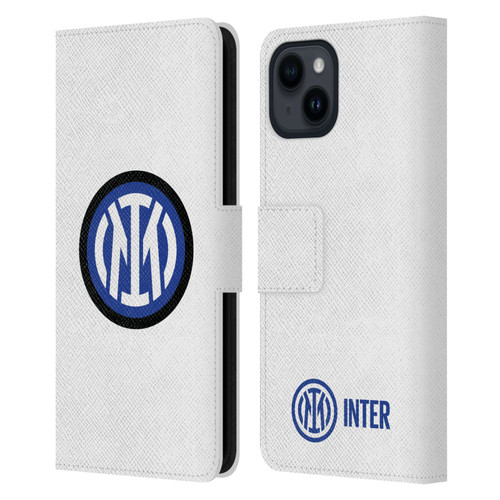 Fc Internazionale Milano Badge Logo On White Leather Book Wallet Case Cover For Apple iPhone 15