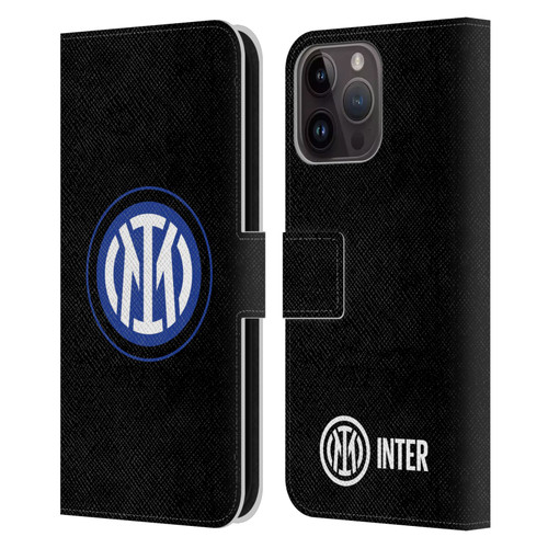 Fc Internazionale Milano Badge Logo On Black Leather Book Wallet Case Cover For Apple iPhone 15 Pro Max