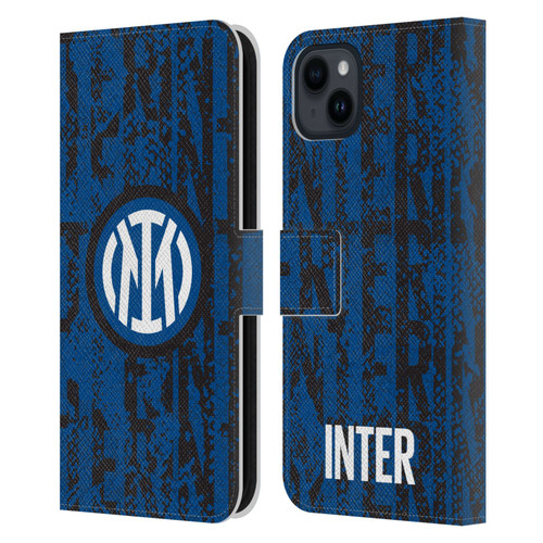 Fc Internazionale Milano Patterns Snake Wordmark Leather Book Wallet Case Cover For Apple iPhone 15 Plus