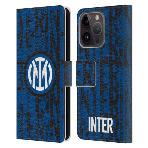 Fc Internazionale Milano Patterns Snake Wordmark Leather Book Wallet Case Cover For Apple iPhone 15 Pro