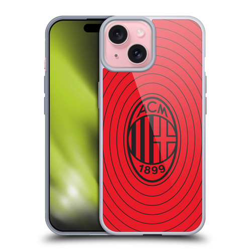 AC Milan Art Red And Black Soft Gel Case for Apple iPhone 15