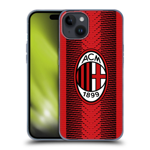 AC Milan 2023/24 Crest Kit Home Soft Gel Case for Apple iPhone 15 Plus