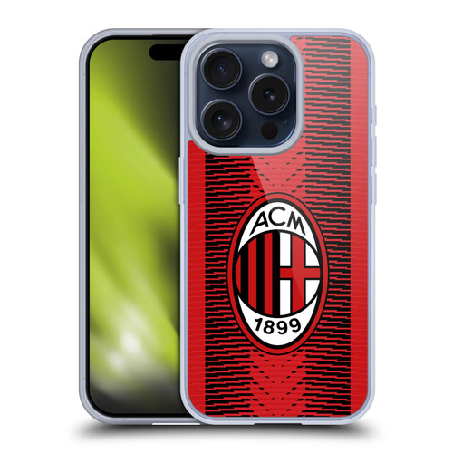AC Milan 2023/24 Crest Kit Home Soft Gel Case for Apple iPhone 15 Pro