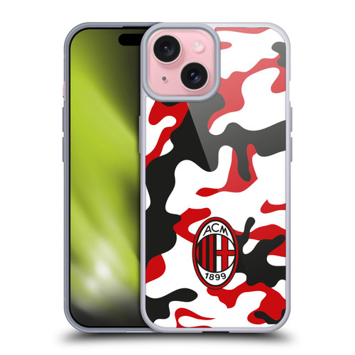 AC Milan Crest Patterns Camouflage Soft Gel Case for Apple iPhone 15