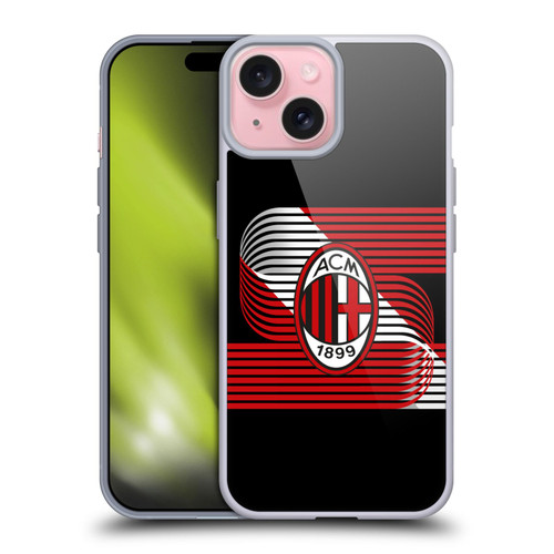 AC Milan Crest Patterns Diagonal Soft Gel Case for Apple iPhone 15