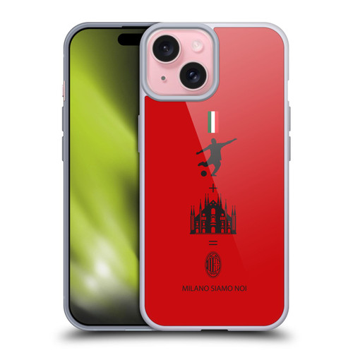 AC Milan Crest Patterns Red Soft Gel Case for Apple iPhone 15