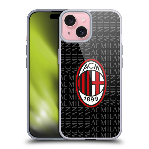 AC Milan Crest Patterns Red And Grey Soft Gel Case for Apple iPhone 15