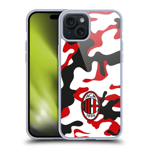 AC Milan Crest Patterns Camouflage Soft Gel Case for Apple iPhone 15 Plus