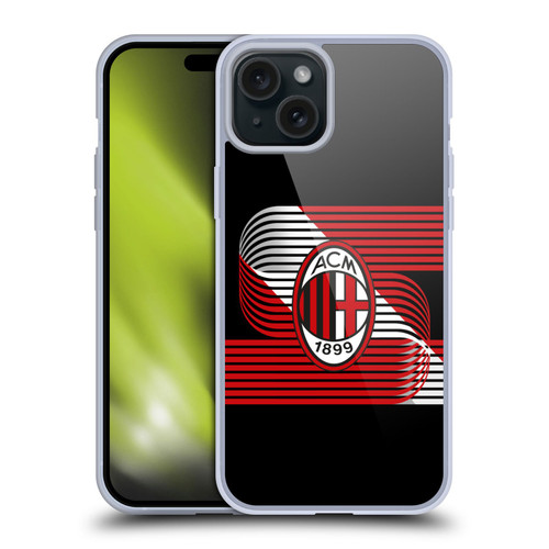 AC Milan Crest Patterns Diagonal Soft Gel Case for Apple iPhone 15 Plus