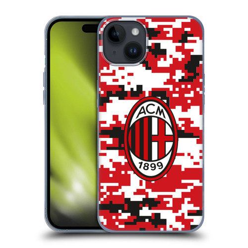 AC Milan Crest Patterns Digital Camouflage Soft Gel Case for Apple iPhone 15 Plus