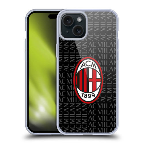 AC Milan Crest Patterns Red And Grey Soft Gel Case for Apple iPhone 15 Plus