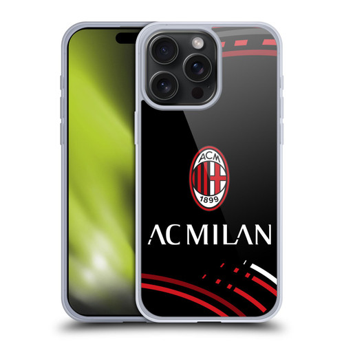 AC Milan Crest Patterns Curved Soft Gel Case for Apple iPhone 15 Pro Max