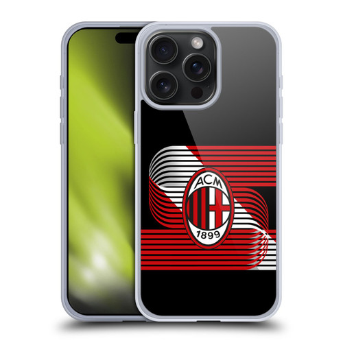 AC Milan Crest Patterns Diagonal Soft Gel Case for Apple iPhone 15 Pro Max
